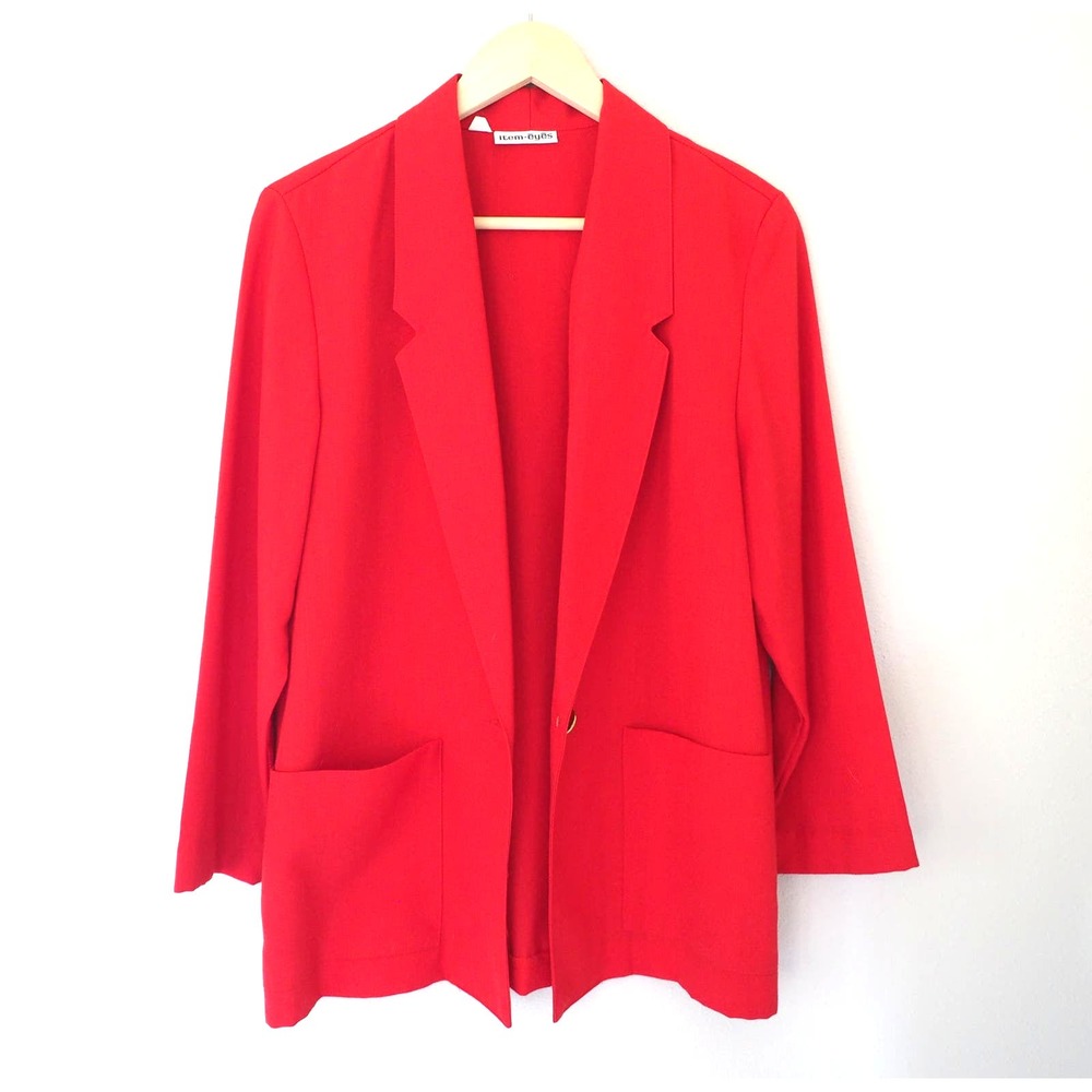 90s Vintage‎ Oversized Red Blazer Made in USA Item Eyes Size Medium